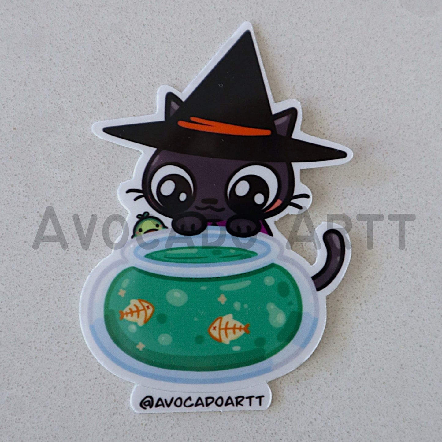 Cat Witch Cauldron Sticker