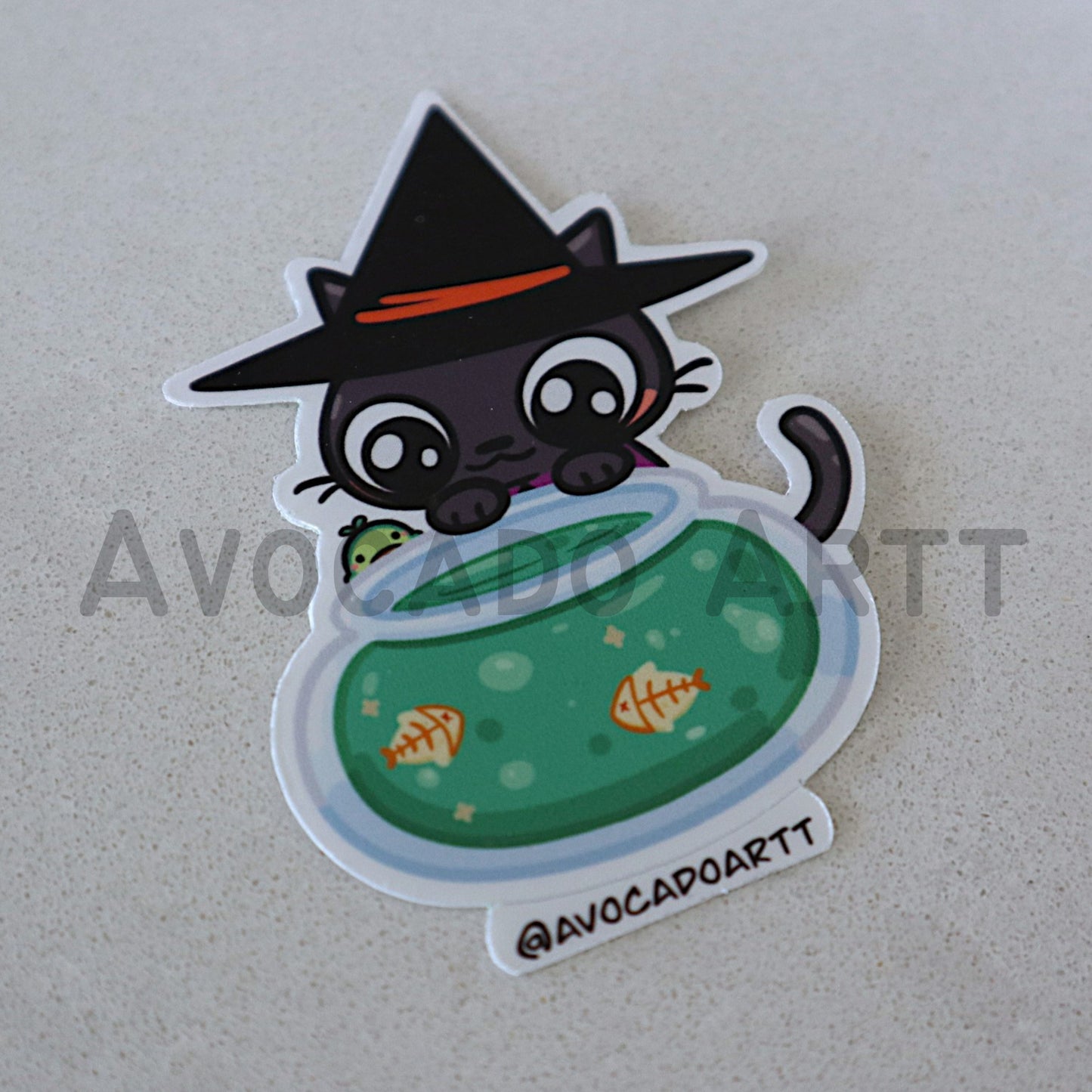 Cat Witch Cauldron Sticker