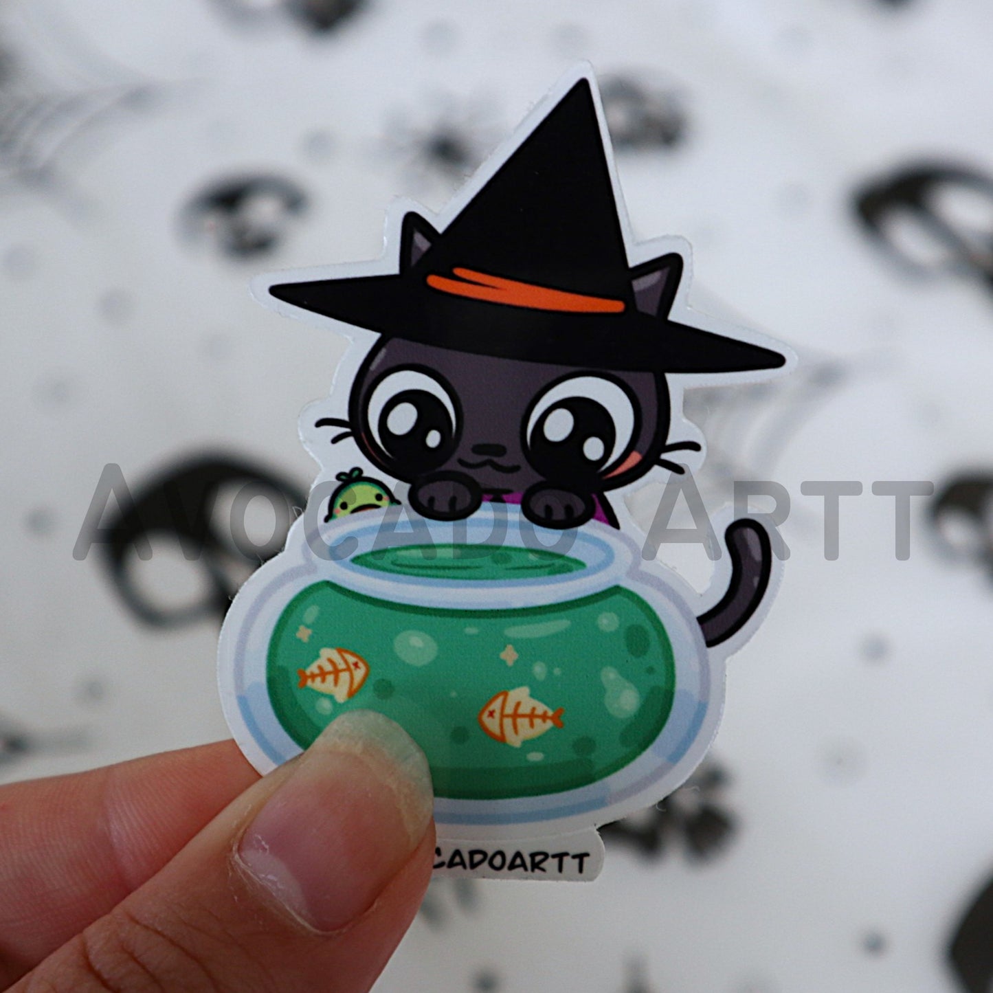 Cat Witch Cauldron Sticker