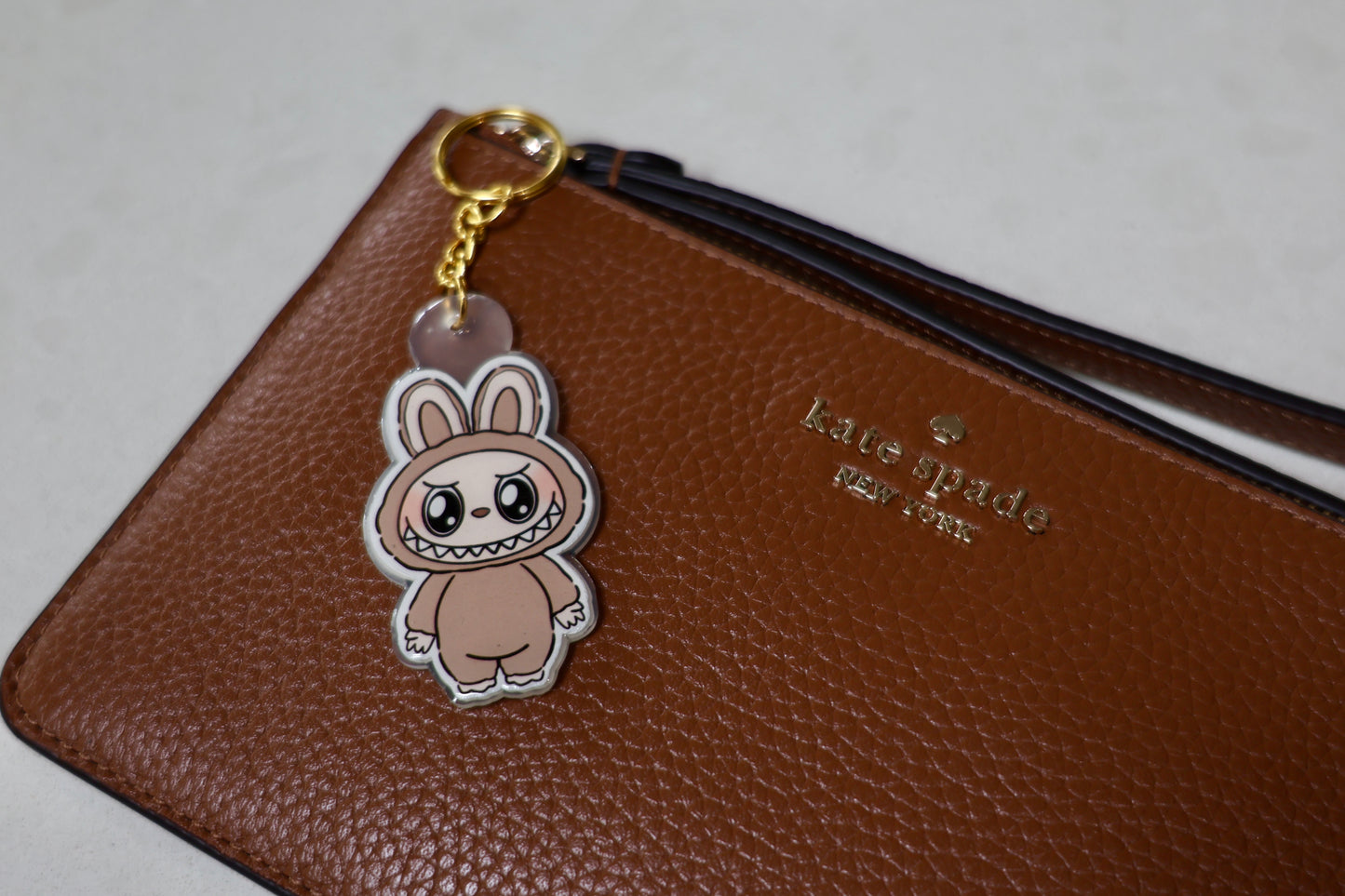 Handmade Labubu Keychain with gold chain by Avocado Artt