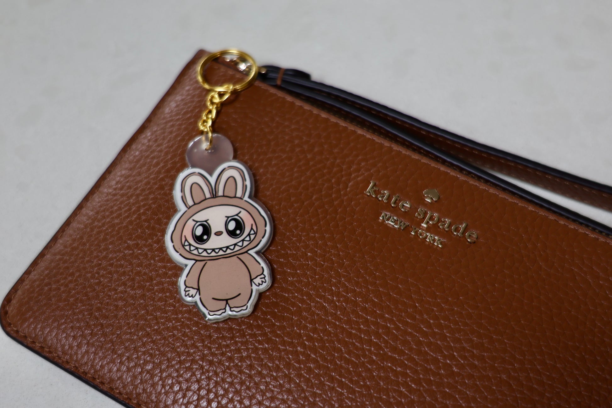 Handmade Labubu Keychain with gold chain by Avocado Artt