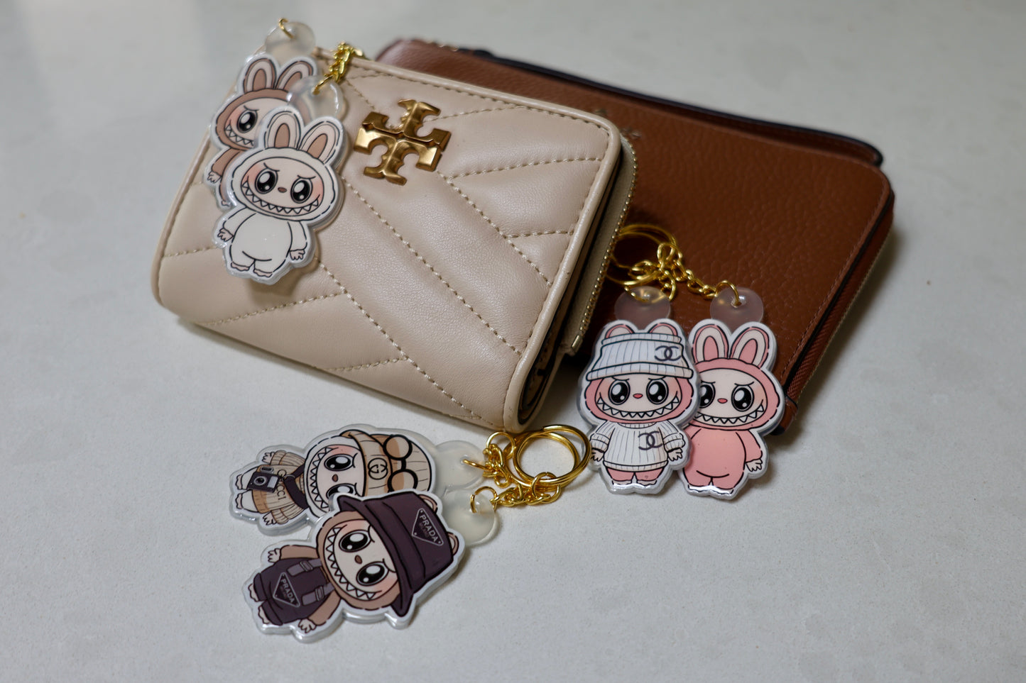 Handmade Labubu Keychain with gold chain by Avocado Artt