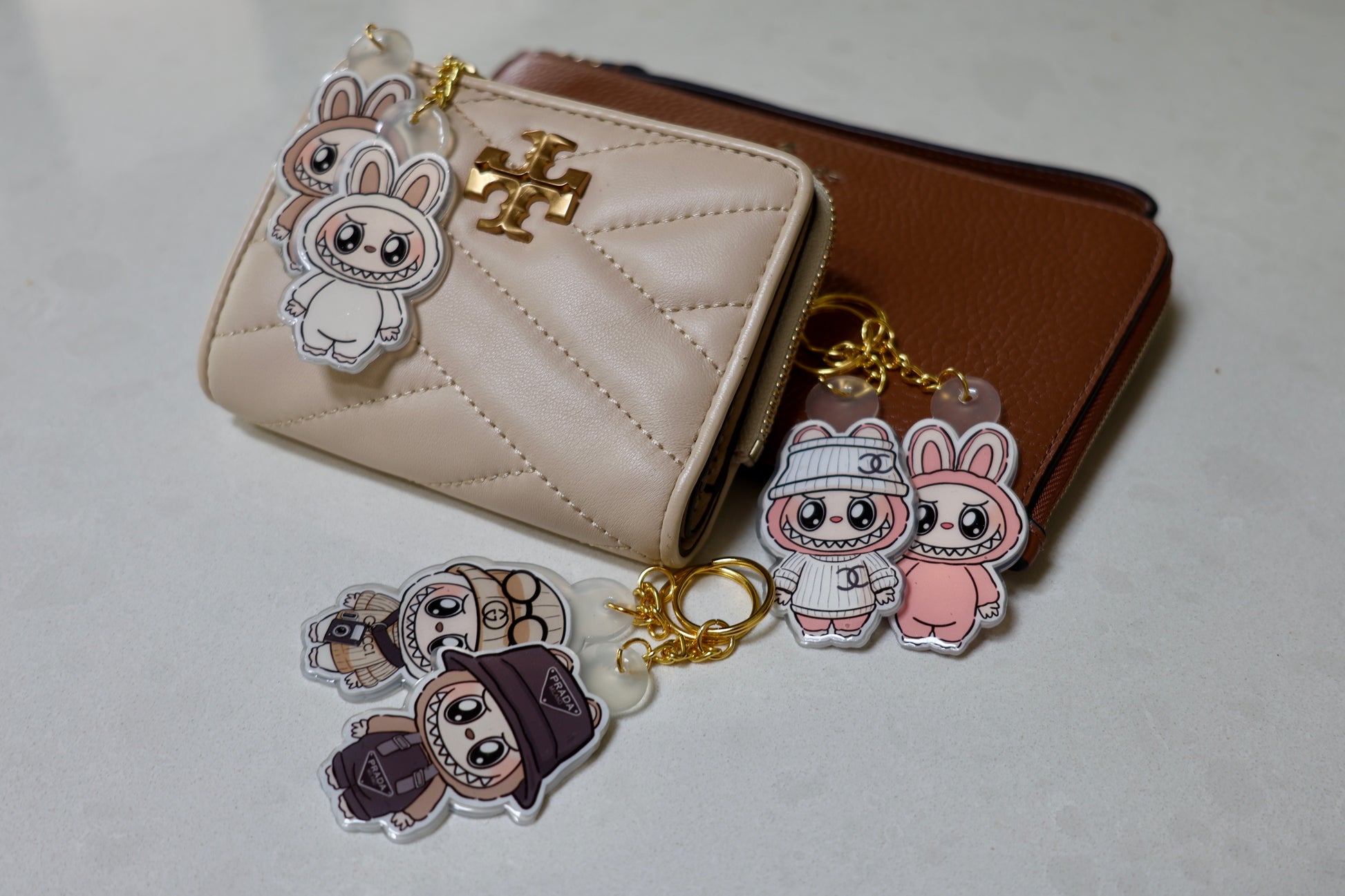 Handmade Labubu Keychain with gold chain by Avocado Artt