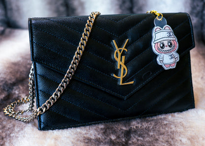 Handmade Labubu Keychain with gold chain by Avocado Artt