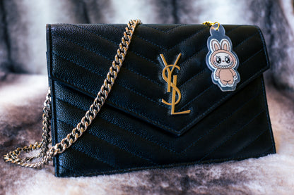 Handmade Labubu Keychain with gold chain by Avocado Artt
