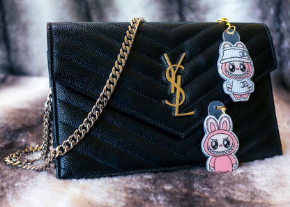 Handmade Labubu Keychain with gold chain by Avocado Artt