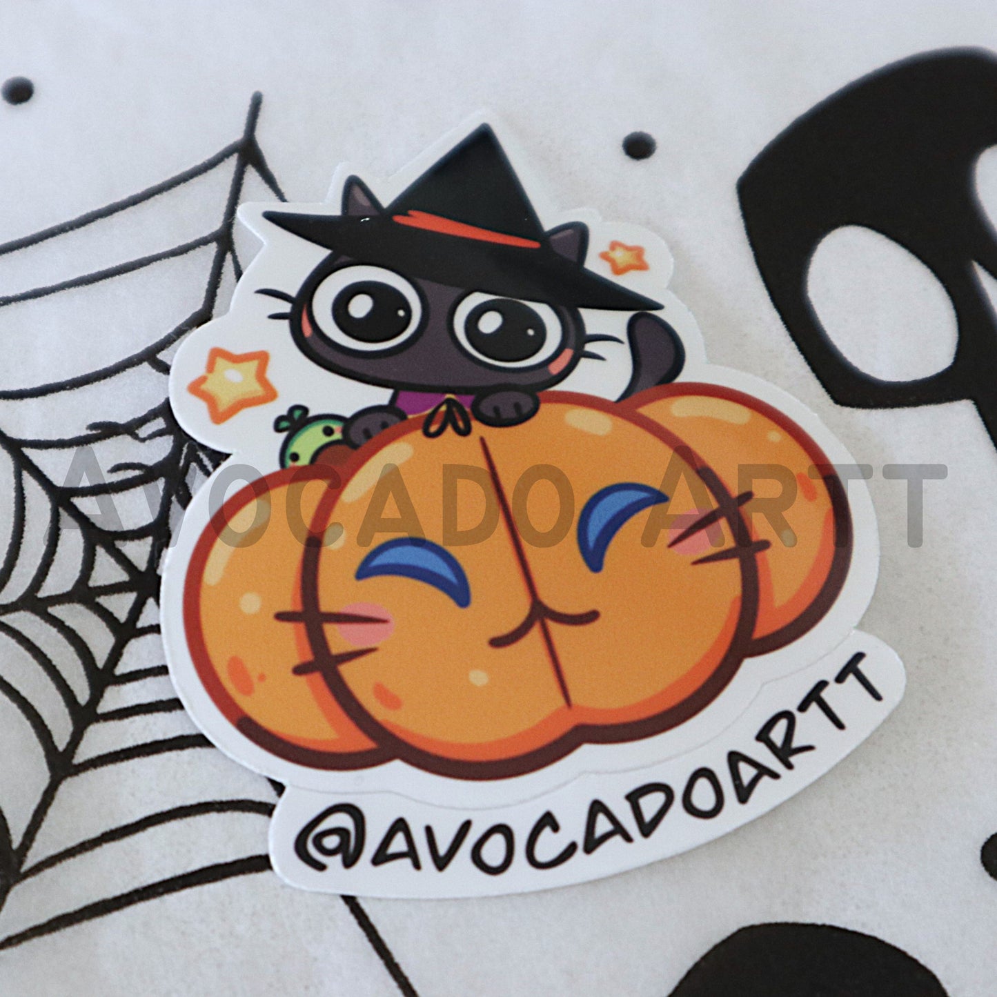 Cat Witch Pumpkin Sticker