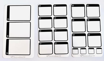 Black & White stickers: Planner stickers, Chibi stickers, Journal stickers, stationary, sticker sheet, die cut stickers, polaroid.