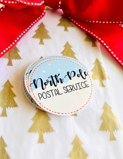 Christmas Circle Postal Stickers
