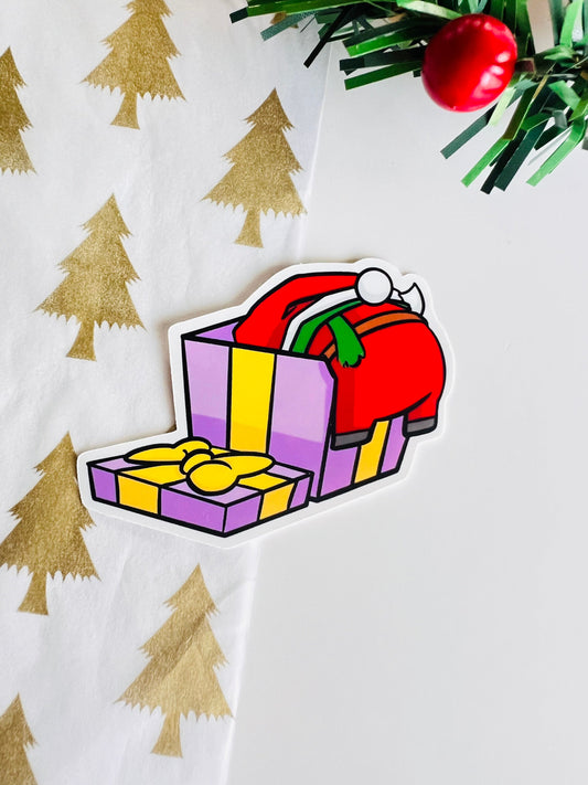 Santa Sneaking Presents Sticker