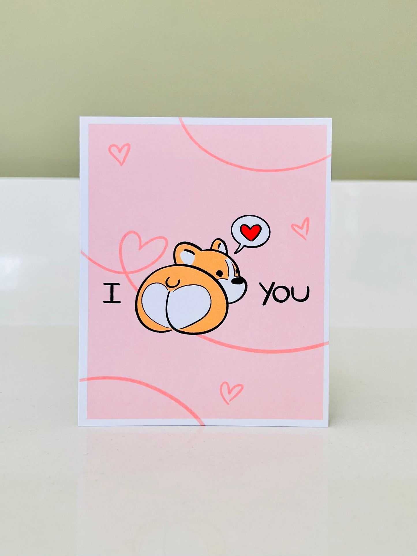 "I love you" Corgi Butt Valentines Card