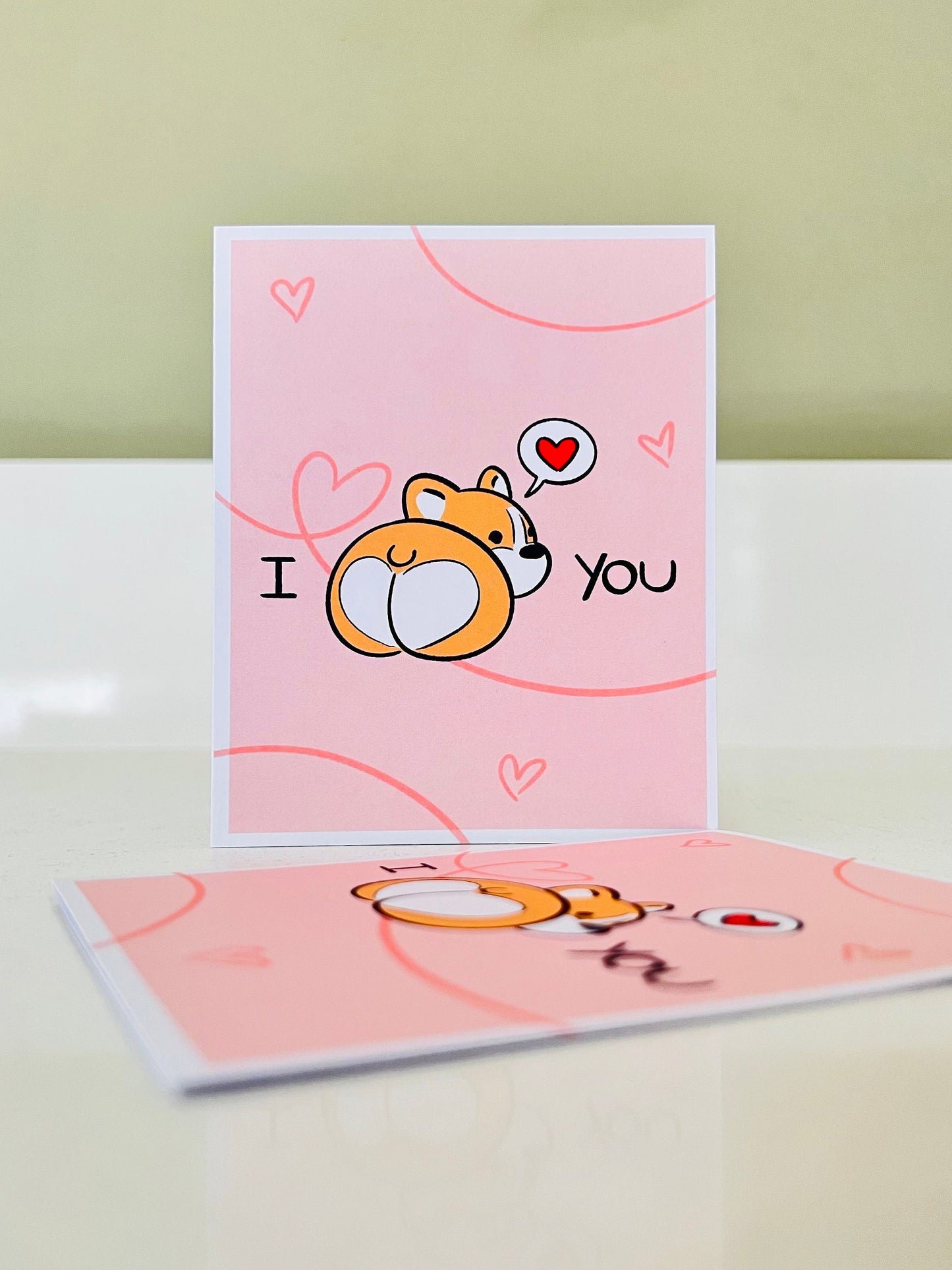 "I love you" Corgi Butt Valentines Card