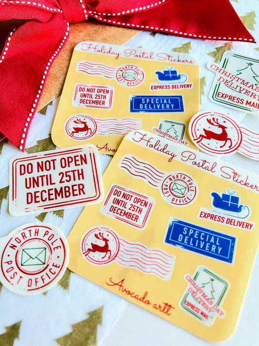 Christmas Postal Mail sticker sheets